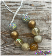 Crystal Gold Glitter Mix Bubblegum Bead Necklace
